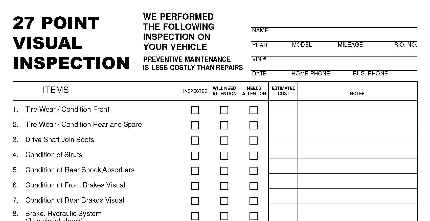 27 Point Visual Inspection TMG024 CompuPrint USA
