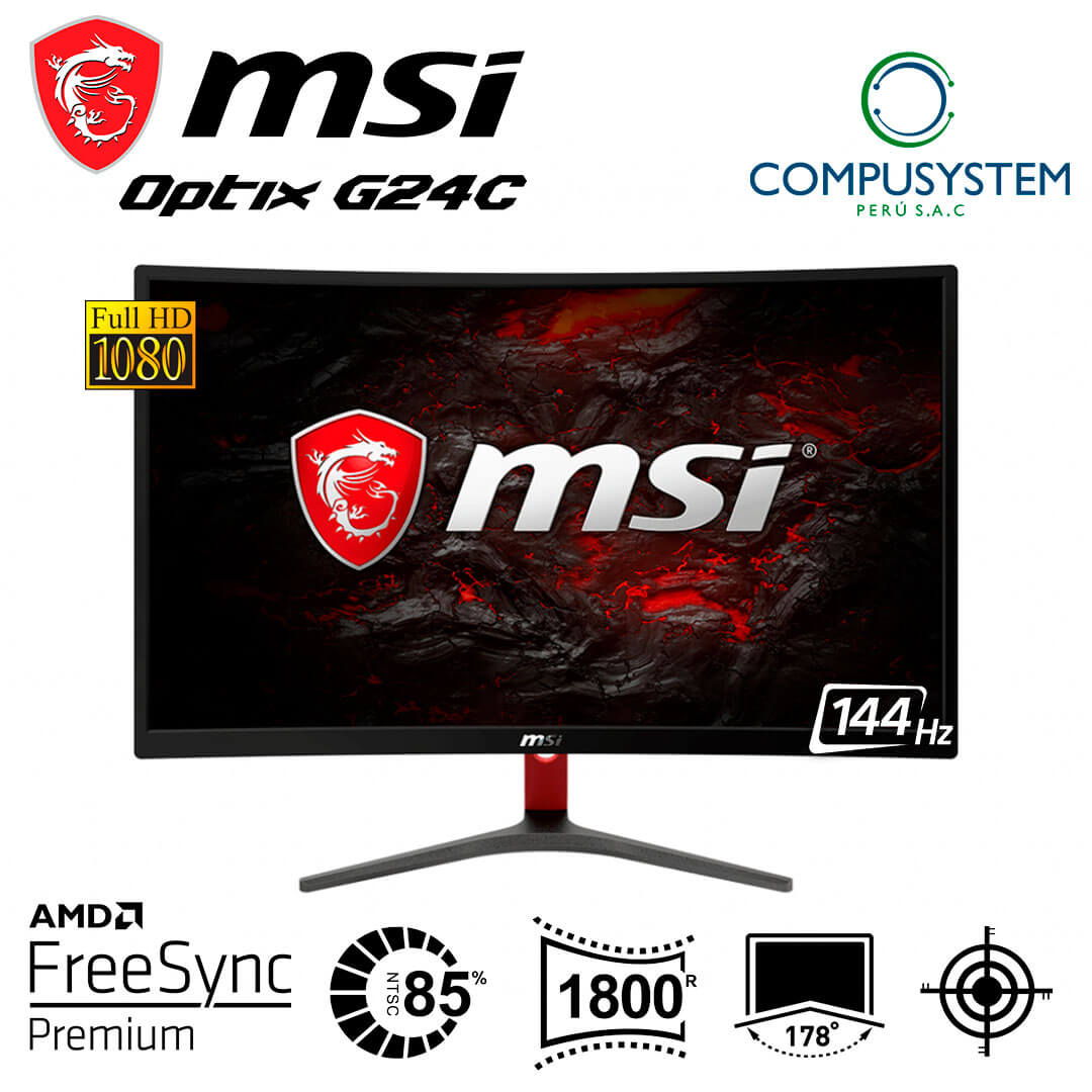MONITOR GAMER MSI OPTIX G24C 23.6" FHD (1920x1080) CURVO, HDMI, DP, DVI