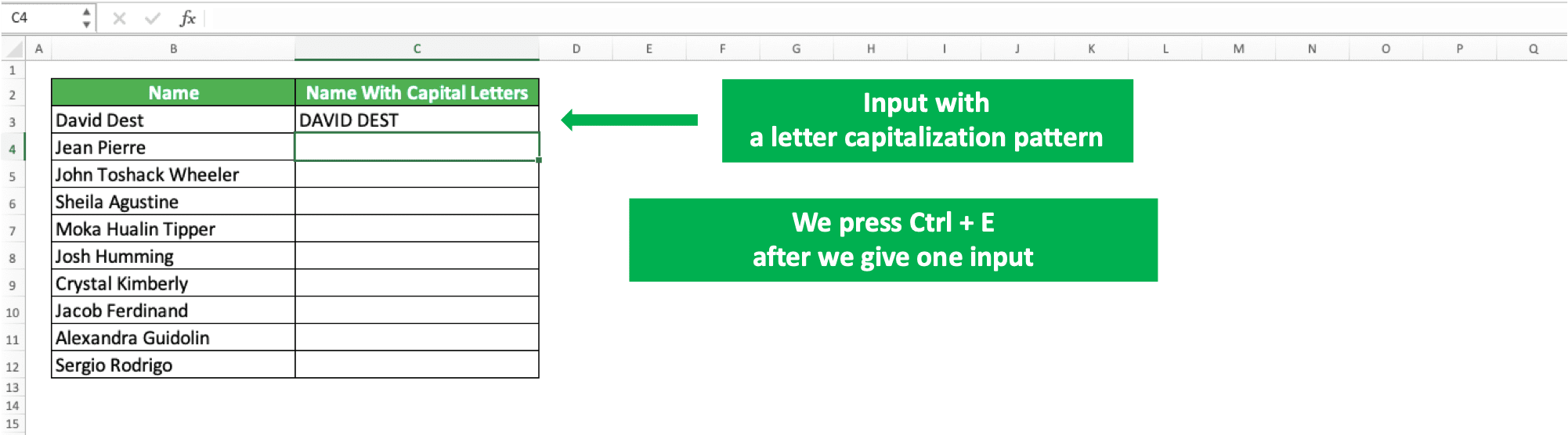 How to Use and the Function of Ctrl + E Excel Compute Expert