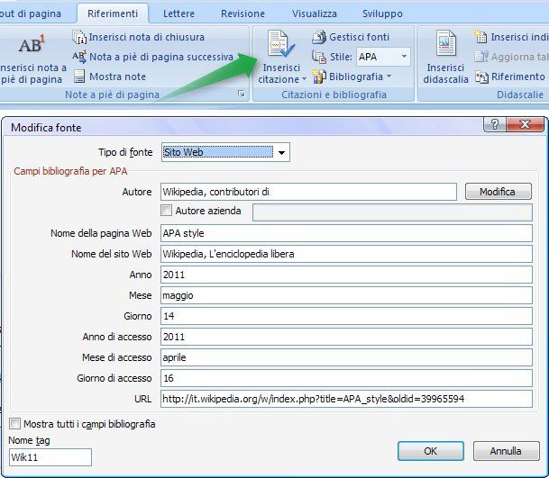 Citare Professionalmente Wikipedia in Office 2007