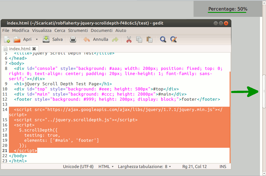 jQuery Scroll Depth la Profondità delle Visite in Analytics