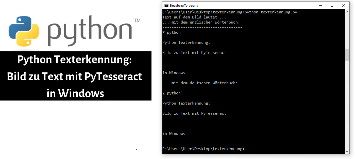 Python Texterkennung Bild zu Text mit PyTesseract in Windows