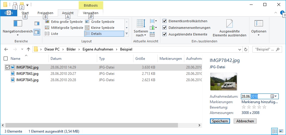 Windows Aufnahmedatum von Fotos mit Bordmitteln ändern