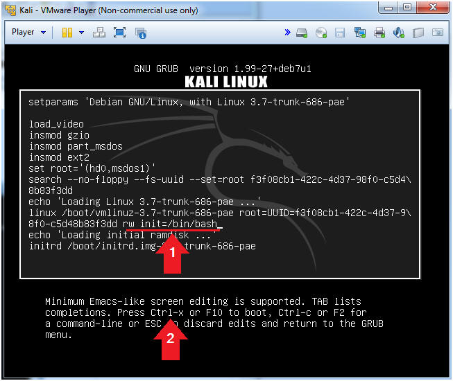 Kali Lesson 2 Use Kali Grub to boot into single user mode