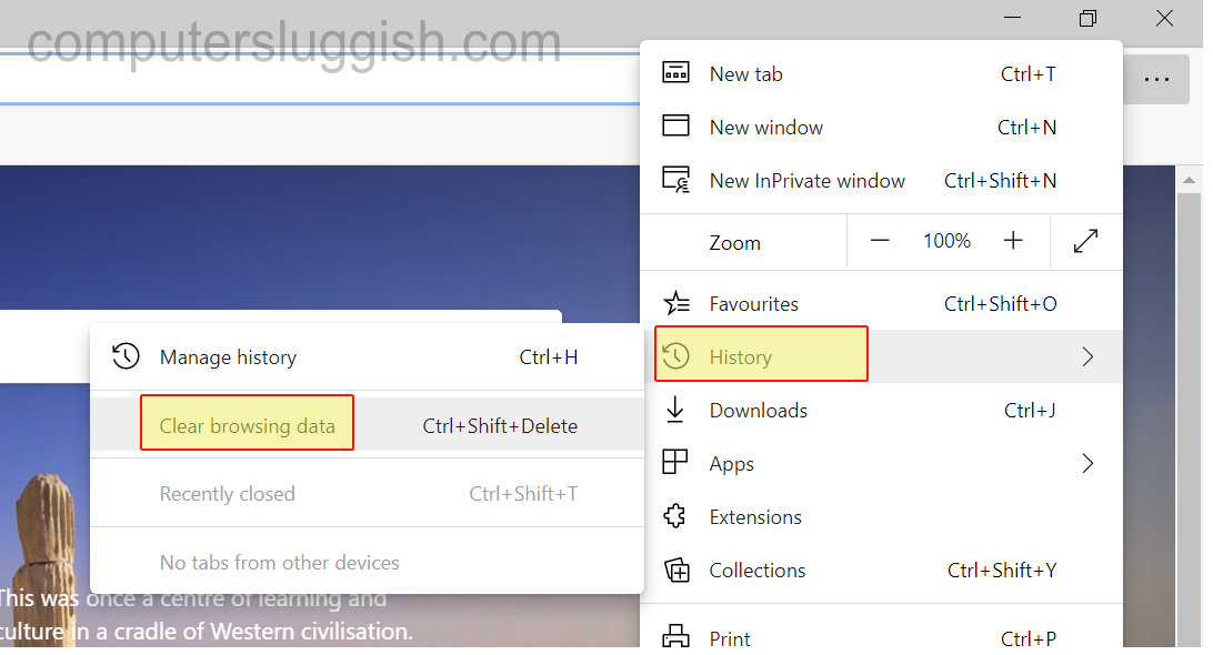 How To Delete History and Cache In Microsoft Edge ComputerSluggish