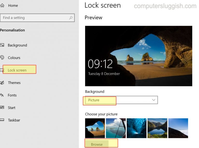 How To Change Windows 10 Lock Screen Picture ComputerSluggish