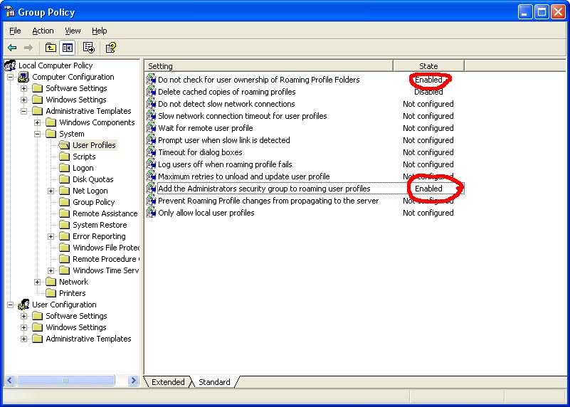 How to configure true roaming profiles using Windows XP Professional in