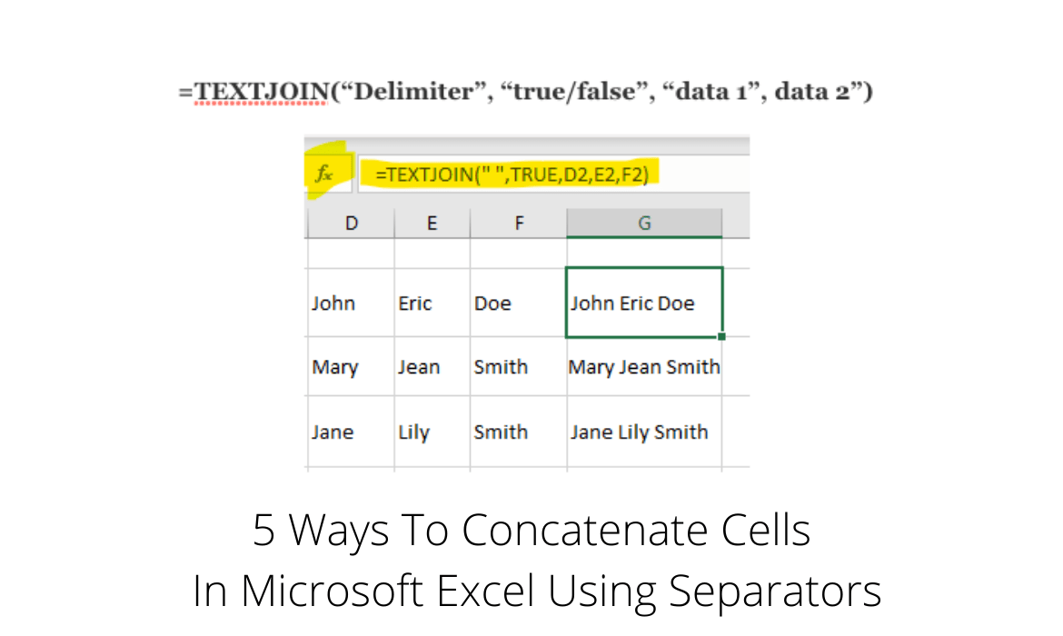 Concatenate Cells Using Separators in Microsoft Excel