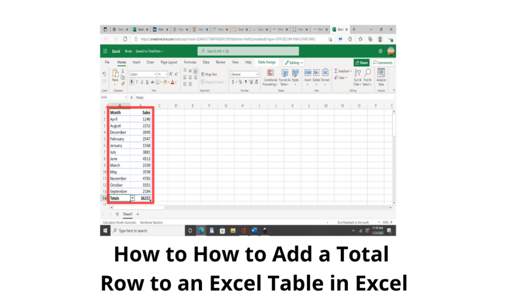 How to Add a Total Row to an Excel Table