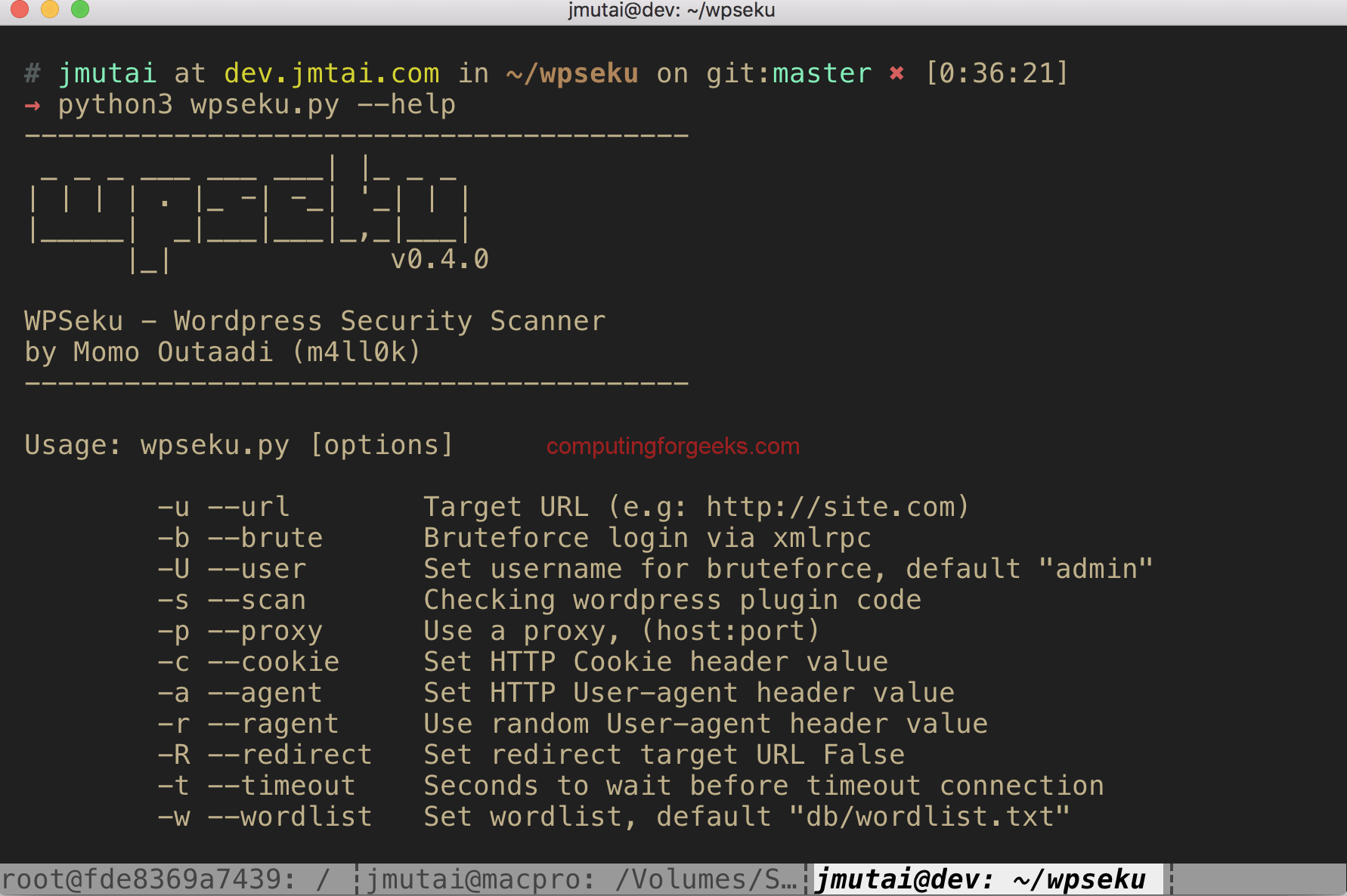 Using Free Wordpress Security Scanner WPSeku