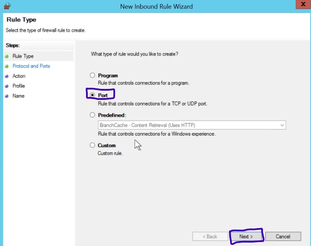 How To open a port in Windows Server Firewall