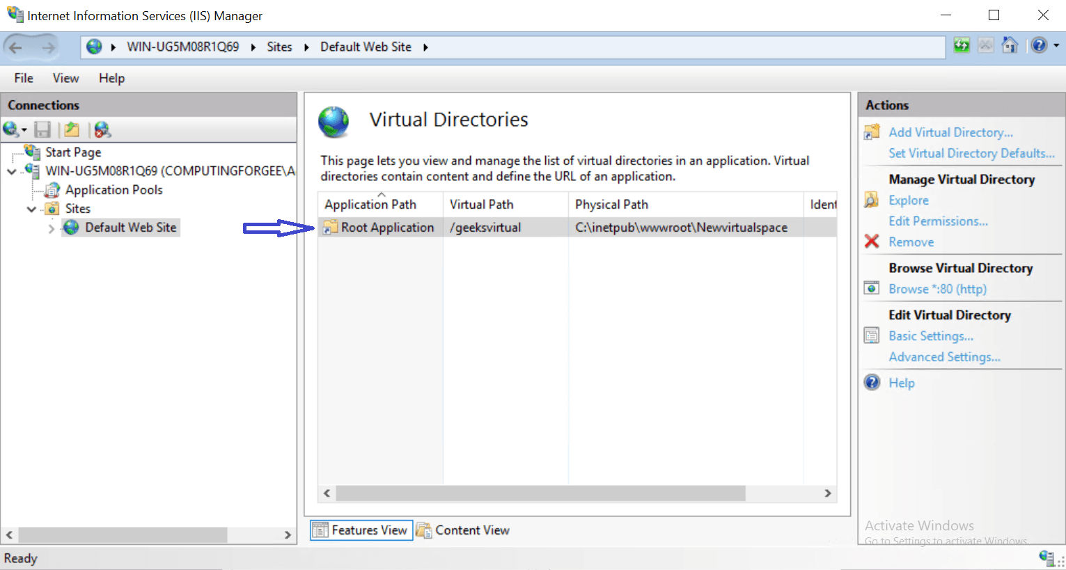 Configure Virtual Directory on Windows IIS Server 2019
