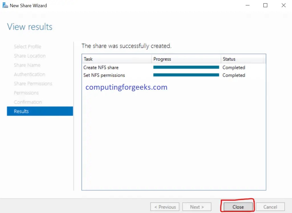 Install and Configure NFS Server on Windows Server 2019