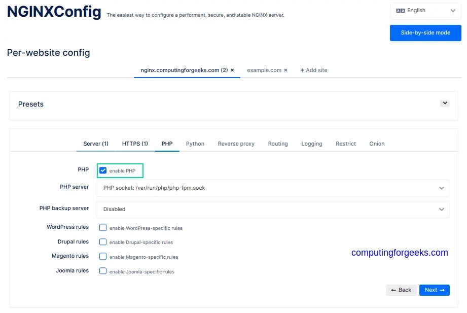 Easily generate Nginx configuration files using NGINXConfig