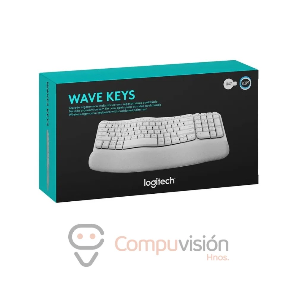 TECLADO LOGITECH ERGONOMICO WAVE KEYS WHITE WIRELESS/BT Compuvision