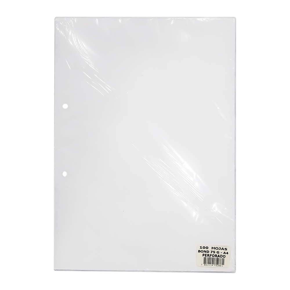 Hojas Bond perforadas blancas 75gr A4 100 hojas Comsucre Online