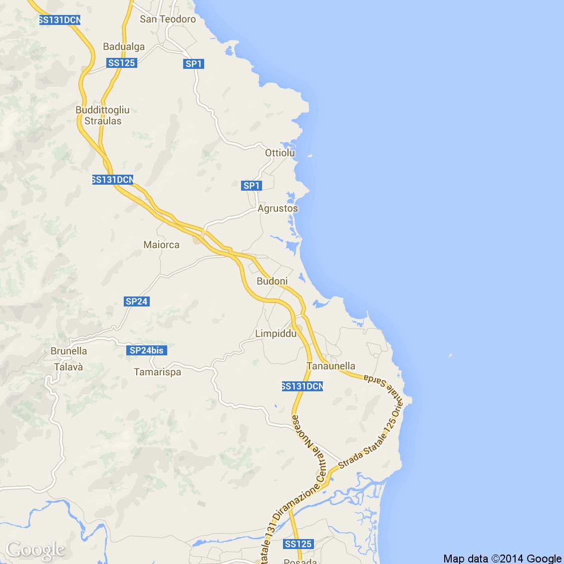 Pain Points De "Carte Budoni Sardaigne" Foto dall'alto delle strade del comune di Budoni media e alta risoluzione