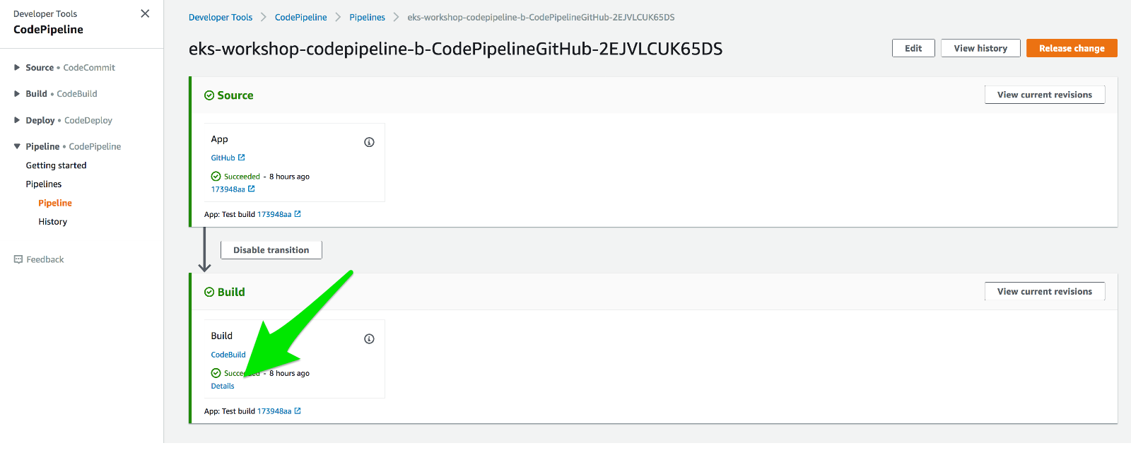 CodePipeline Setup Amazon EKS
