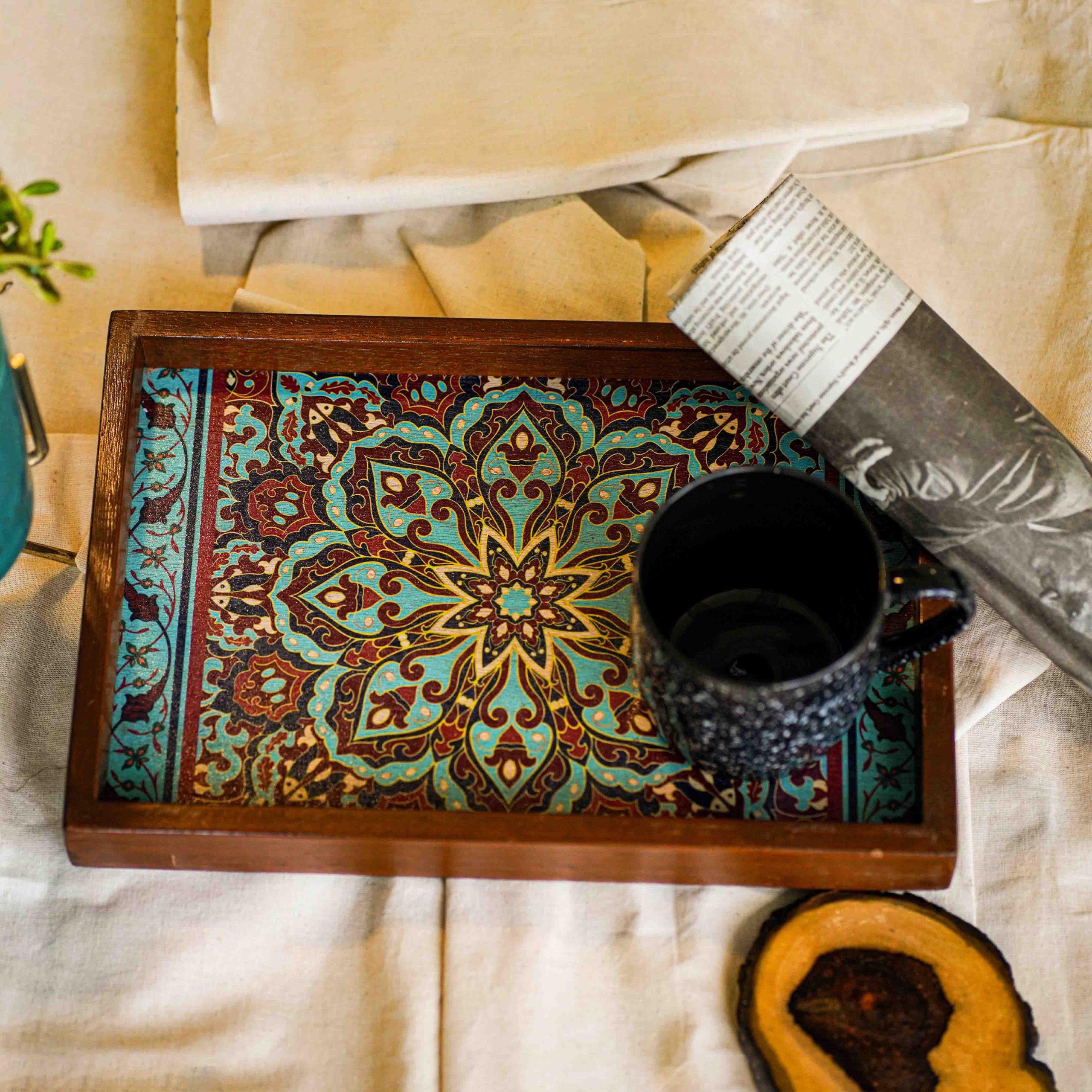 Buy Digitally Printed Handcrafted Wooden Serving Tray Online