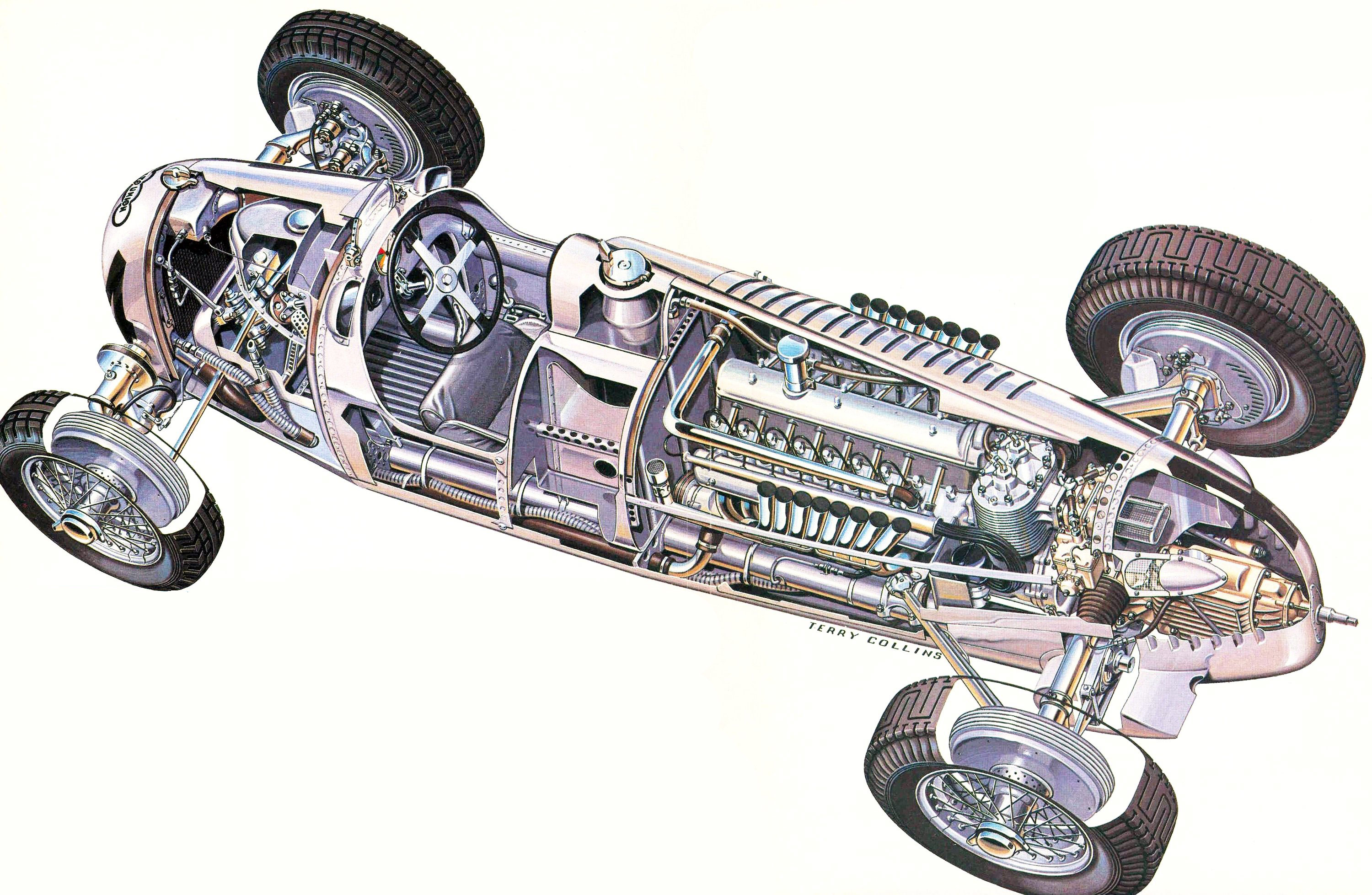 Auto Union Type C Cutaway Drawing in High quality
