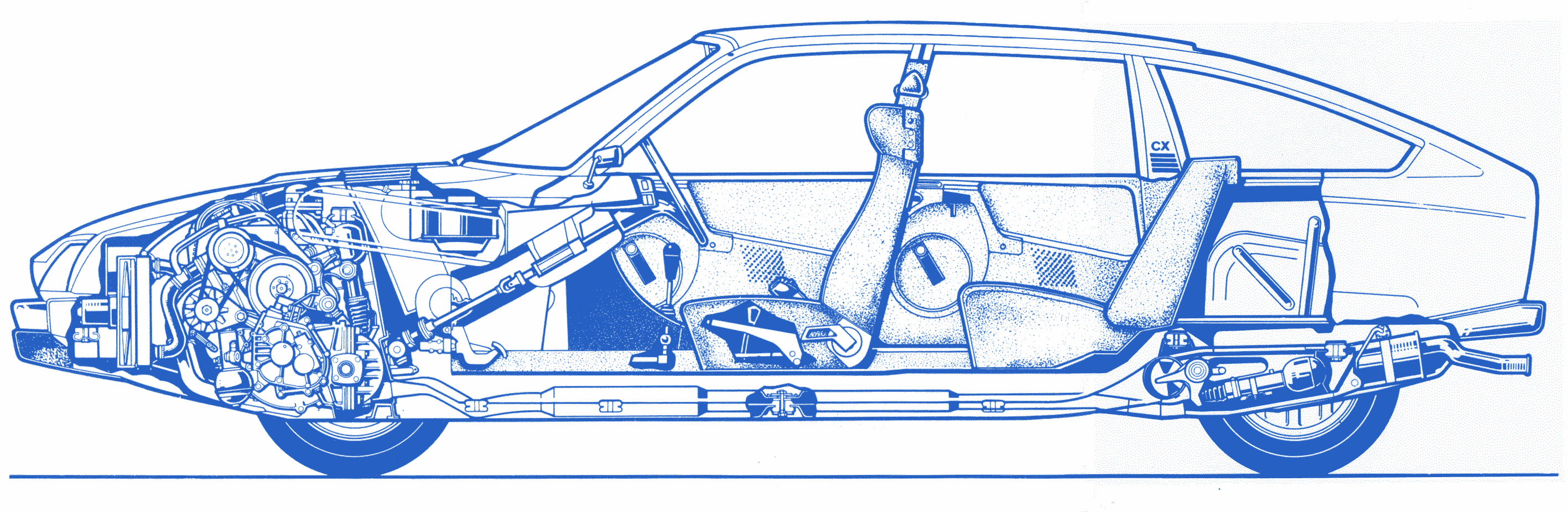 Citroen CX Cutaway Drawing in High quality