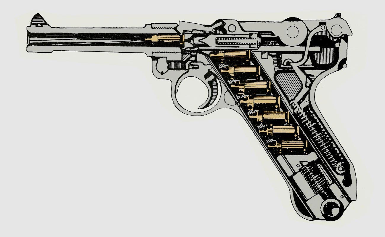 Luger P08 Cutaway Drawing in High quality