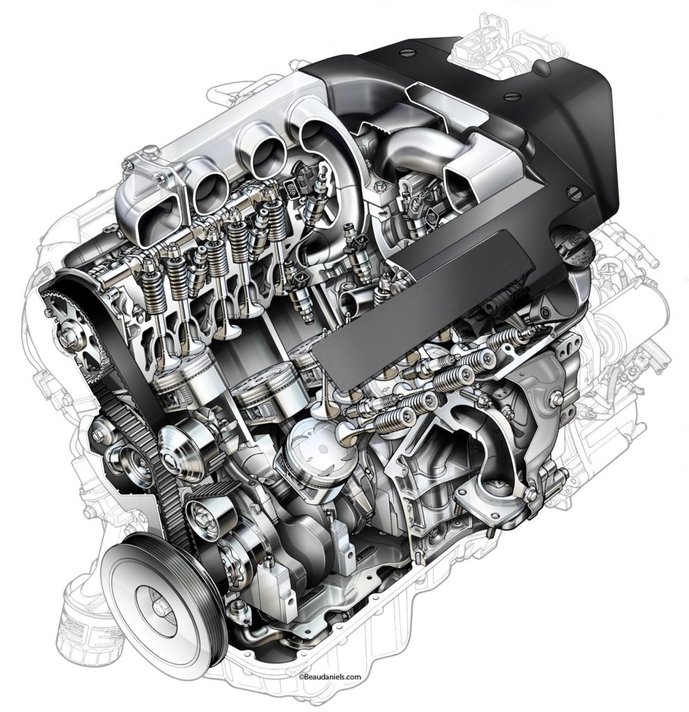 Honda Accord V6 engine Cutaway Drawing in High quality