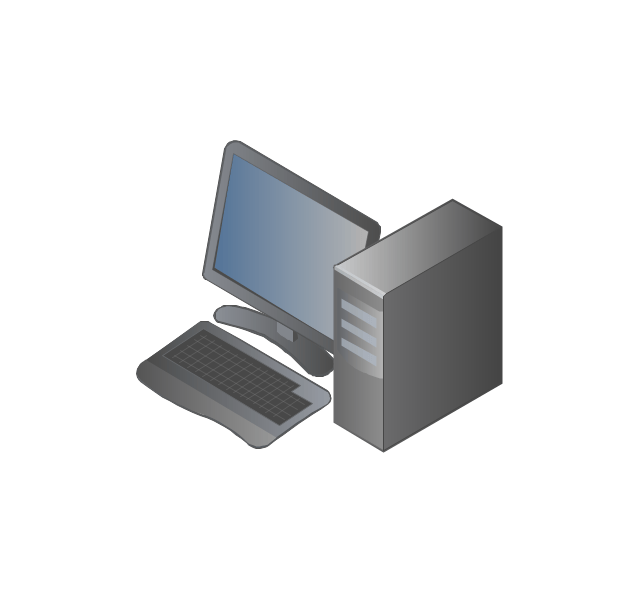 Computers and network isometric Vector stencils library
