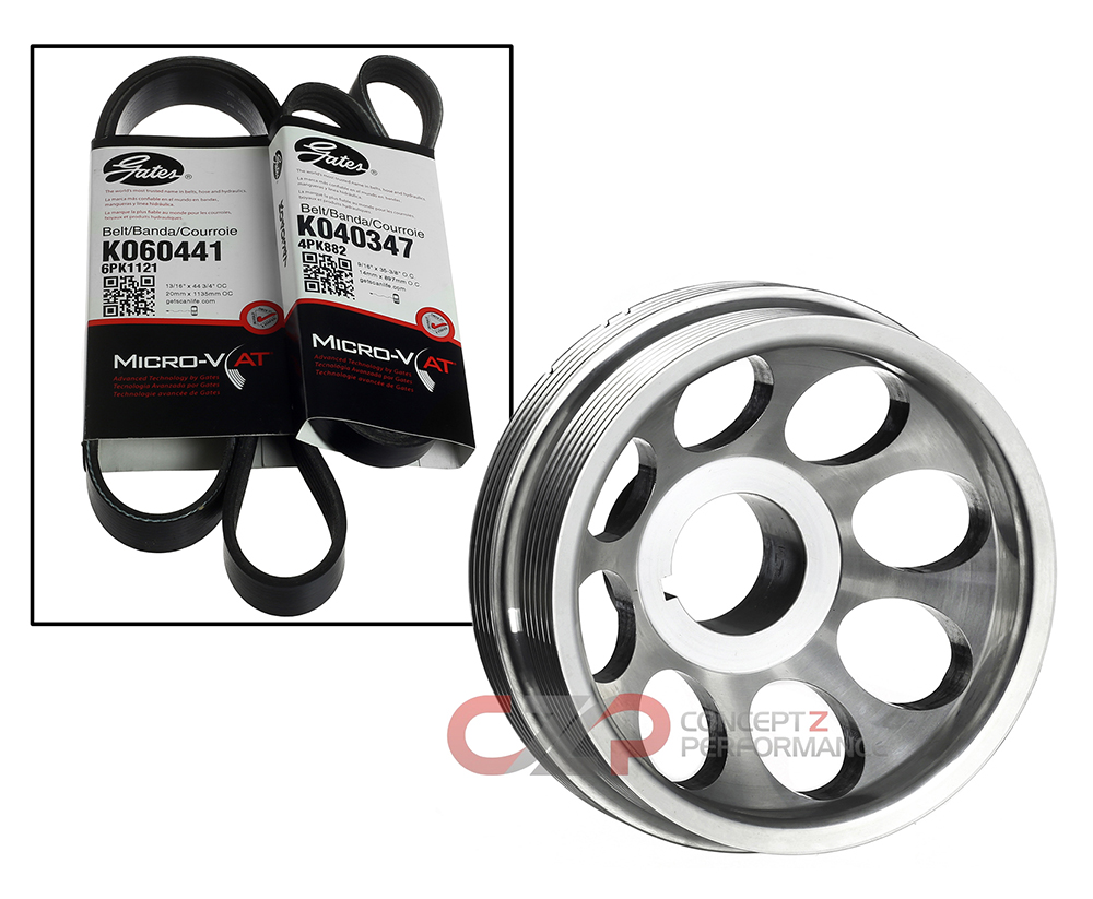 Unorthodox Racing UnderDrive 350Z Crank Pulley with Belts Polished 03