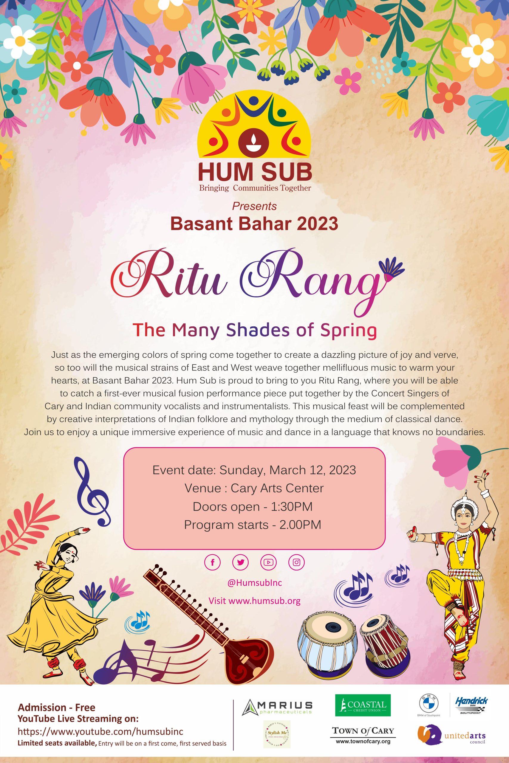 Basant Bahar 2020 A Collaboration with Hum Sub Concert Singers of Cary