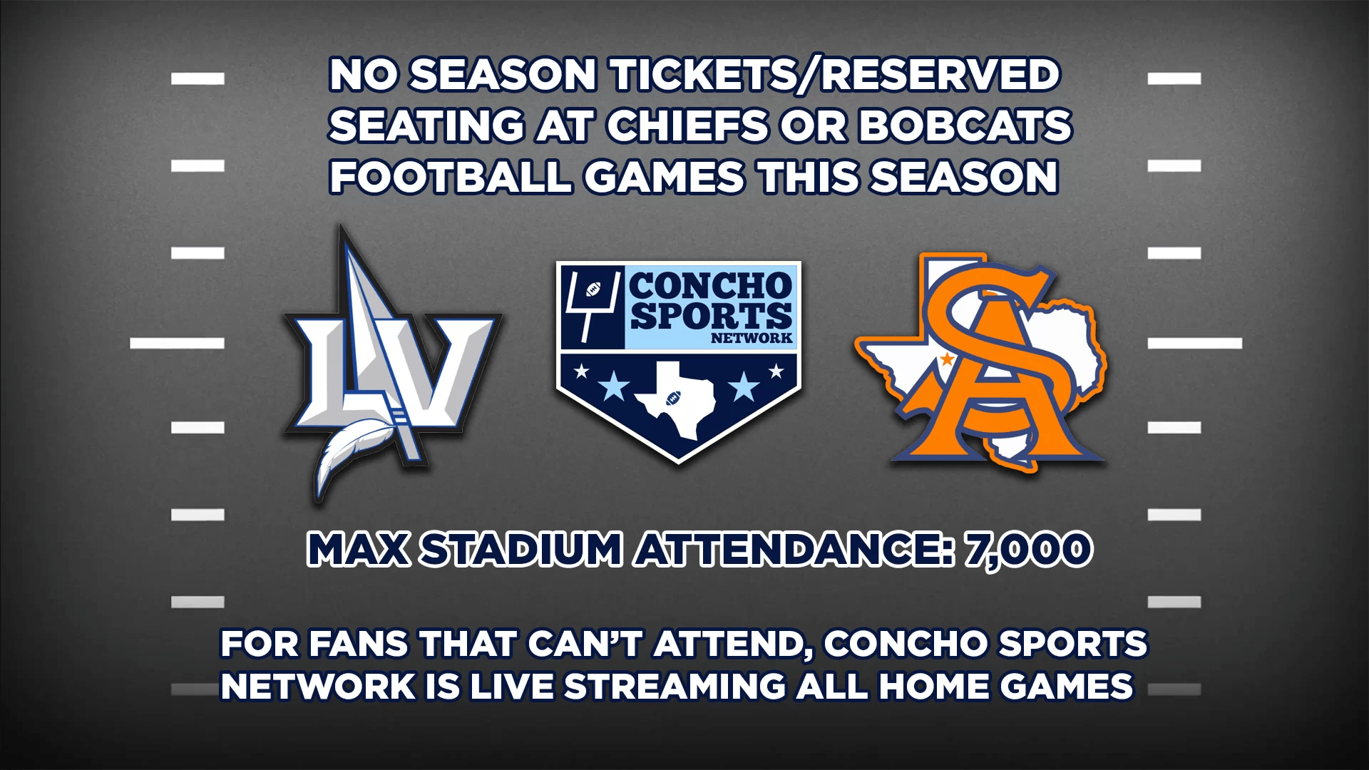 No Central/Lake View season tickets, 7,000 maximum San Angelo Stadium