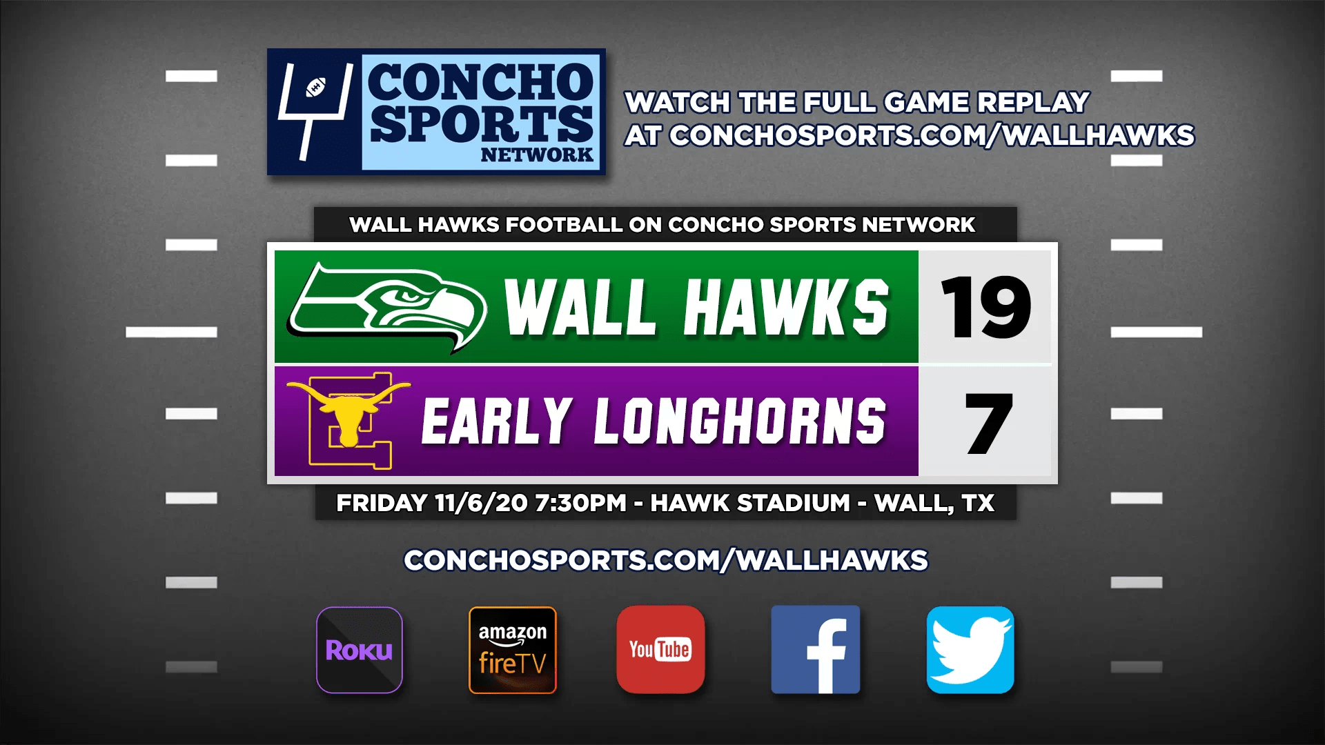 HIGHLIGHTS Wall Hawks 19, Early Longhorns 7 11/6/20 Concho Sports