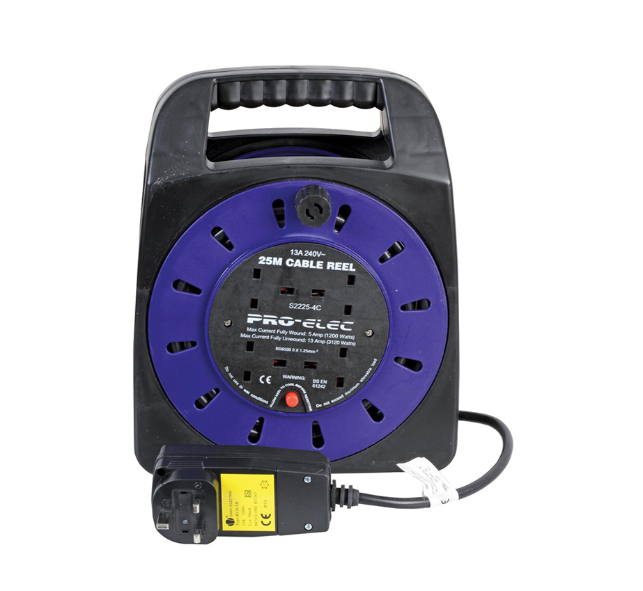 25m RCD Extension Reel, 13A 4 Socket Concordia Technologies