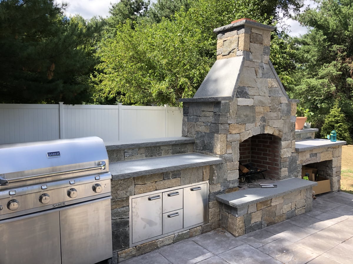 Outdoor Fireplace Sudbury, MA Concord Stoneworks