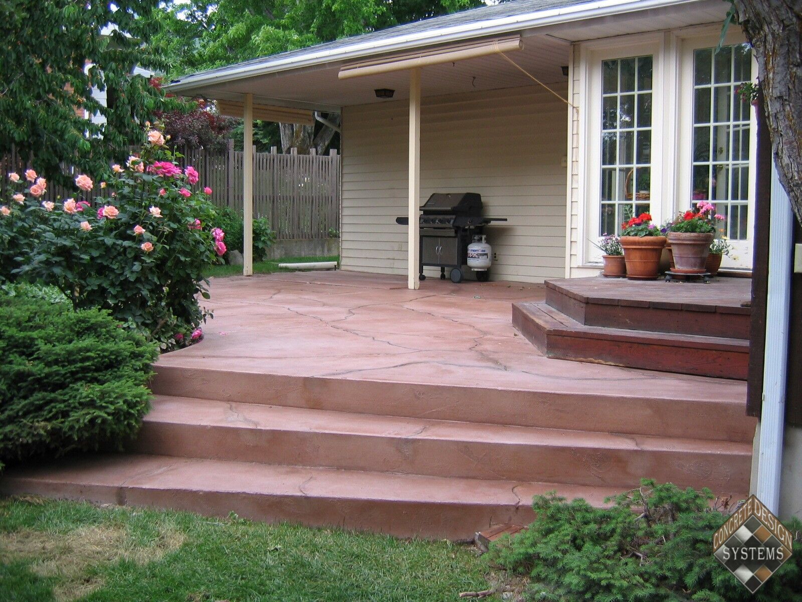 Patio Redwood Cracked Pattern Concrete Design Systems Salt Lake City, Utah
