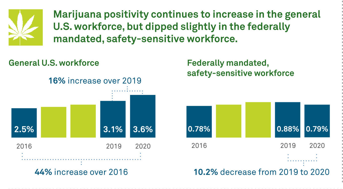Workforce drug test positivity rates evidence of marijuana consumption