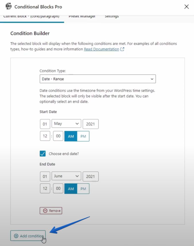How To Schedule WordPress Block Content Conditional Blocks