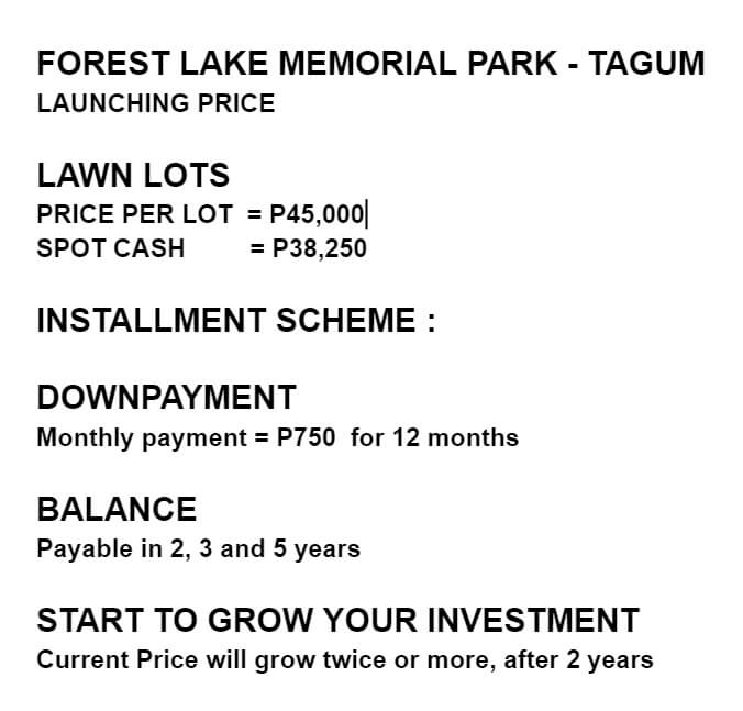 Forest Lake Memorial Parks Tagum DAVAO CONDOMINIUM