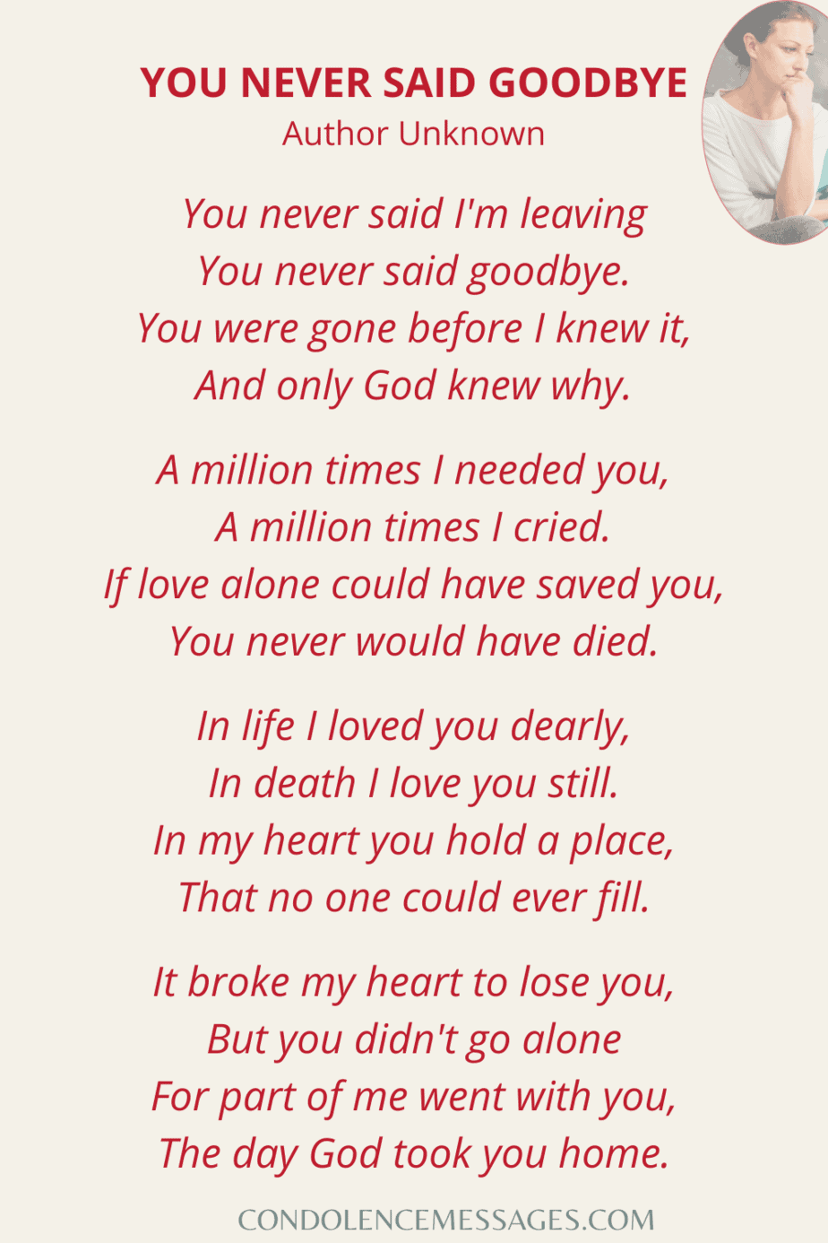 You Never Said Goodbye Poem The Art Of Condolence