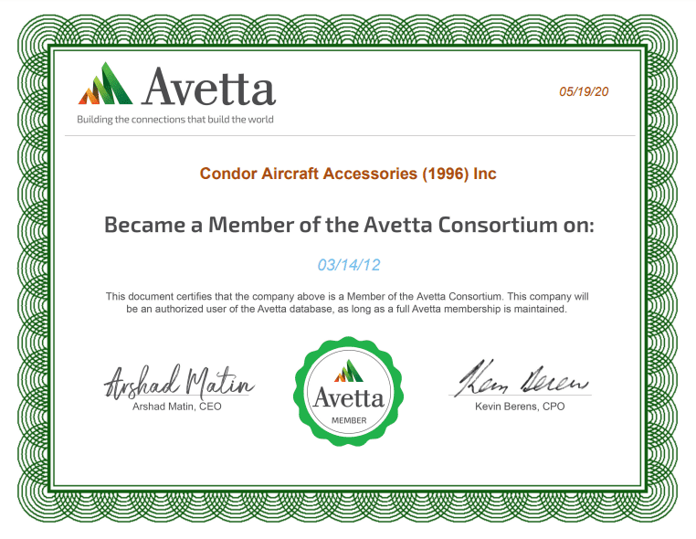 Certifications Condor Aircraft Accessories