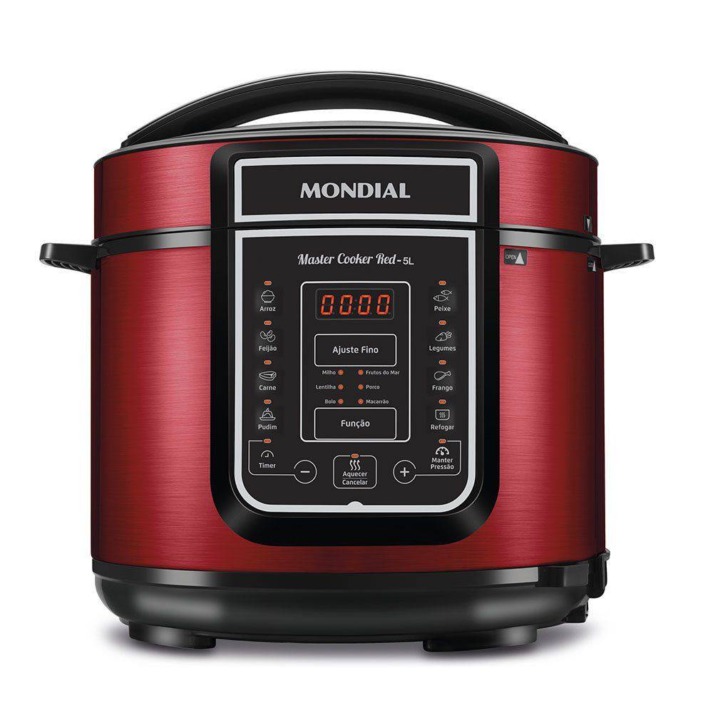 Panela De Pressão Elétrica Pe39 Vermelha Mondial 5L 900w 127v