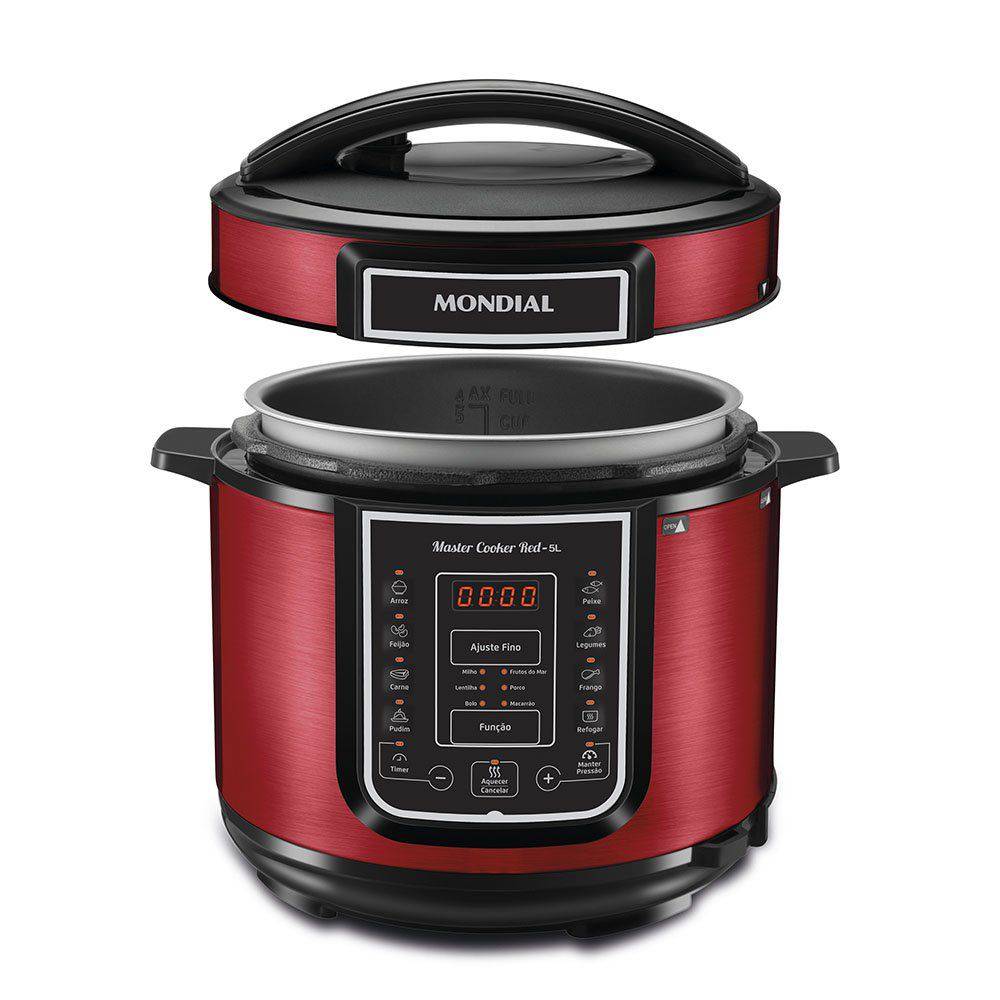 Panela De Pressão Elétrica Pe39 Vermelha Mondial 5L 900w 127v