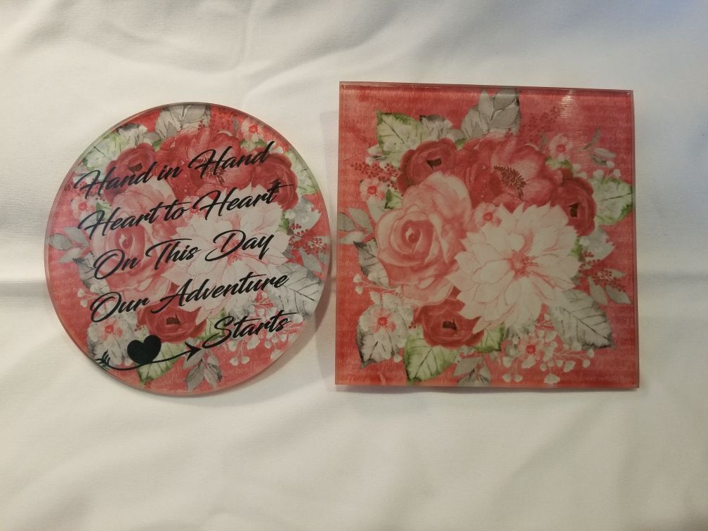 Glass Coasters 2 styles 4 Per Set Sublimation Coney Island Transfer