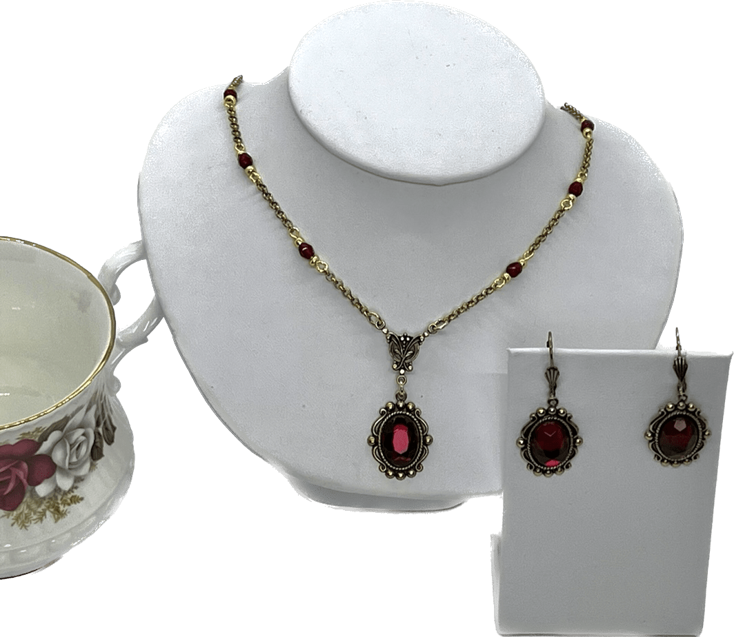 Gemstone Necklace and Matching Earrings Confederate Museum