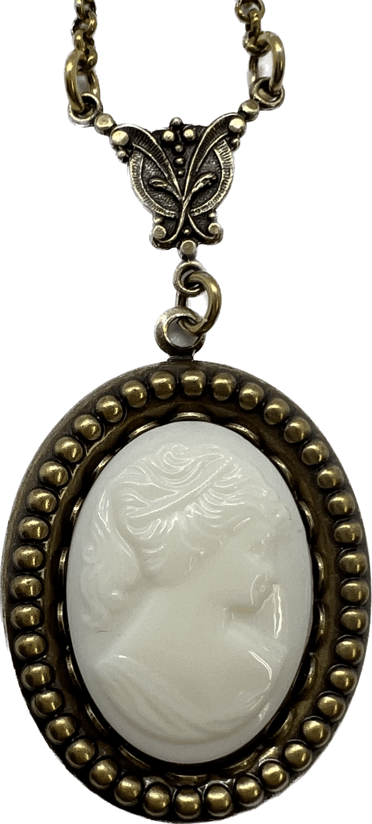 Vintage Glass Cameo Necklace and Matching Earrings Confederate Museum