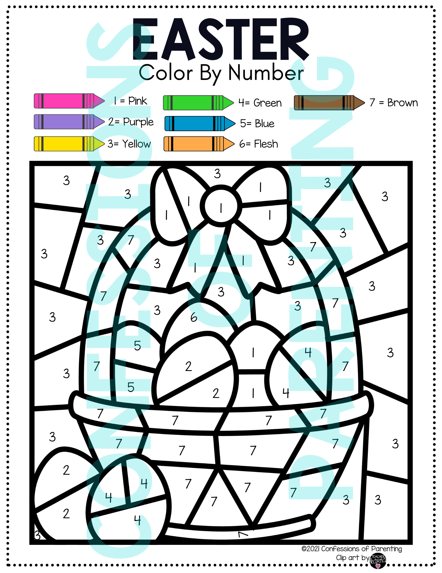 9 Easter Color By Number Sheets
