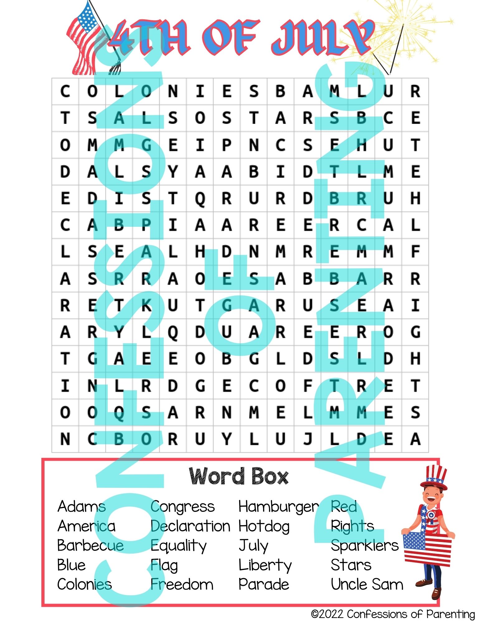 Free 4th of July Word Search
