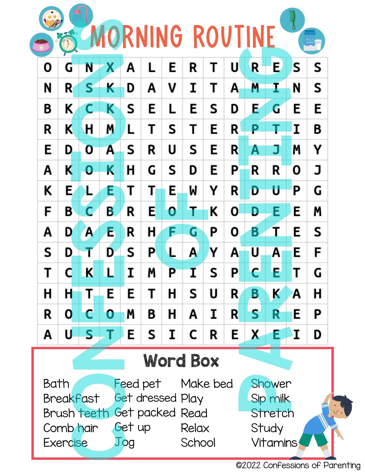 Fun Morning Routine Word Search Printable