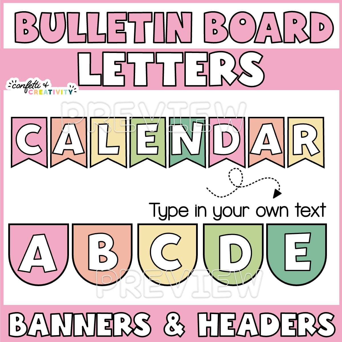 Retro Bulletin Board Letters Editable Headers Confetti & Creativity Retro Bulletin Board Letters Editable Headers Confetti & Creativity