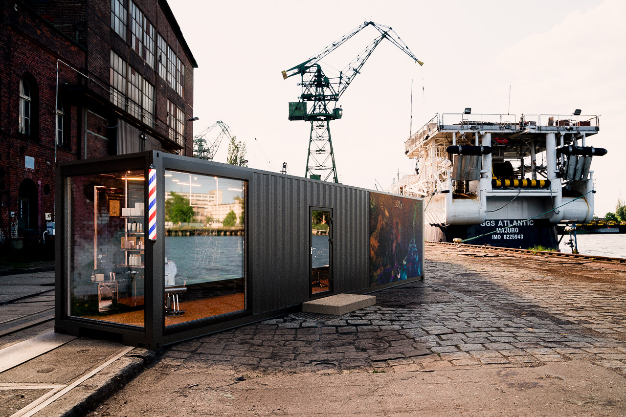 conie.co Barber Shop in a Shipping Container